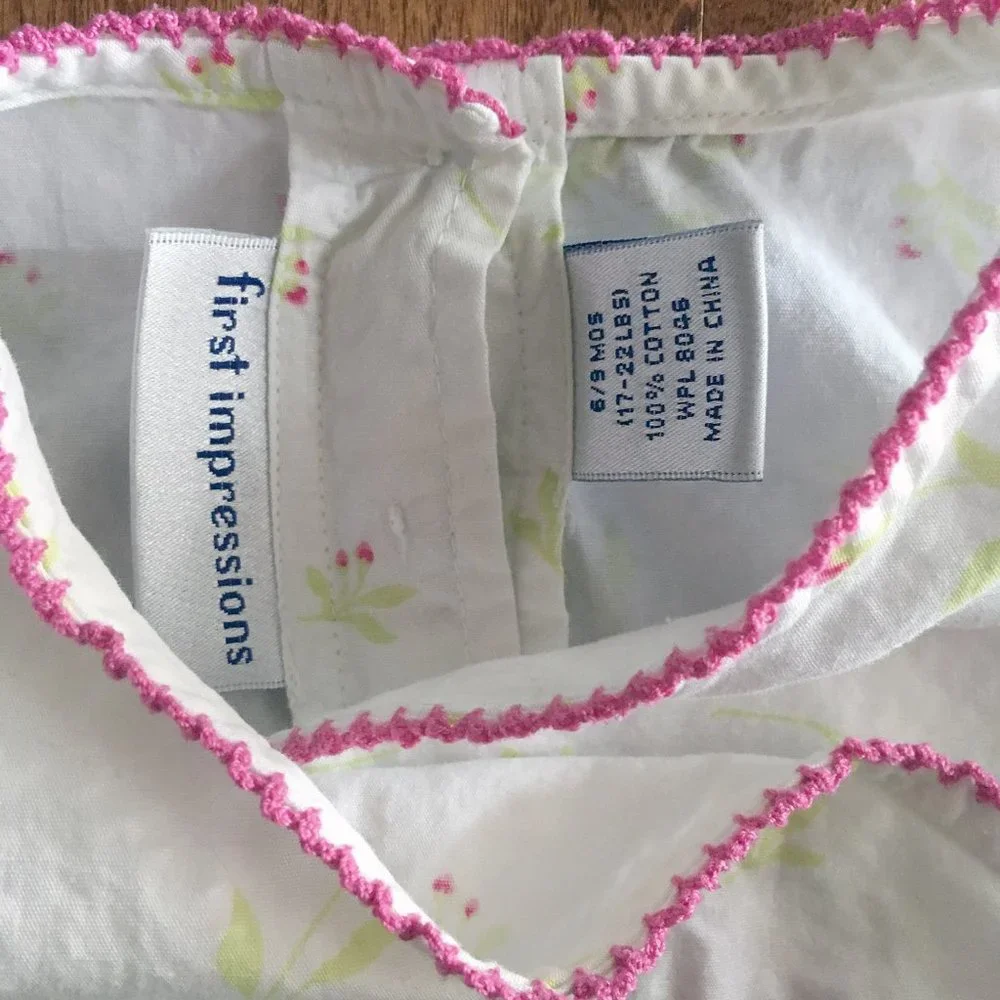 First Impressions vintage floral ruffle romper 6-9m